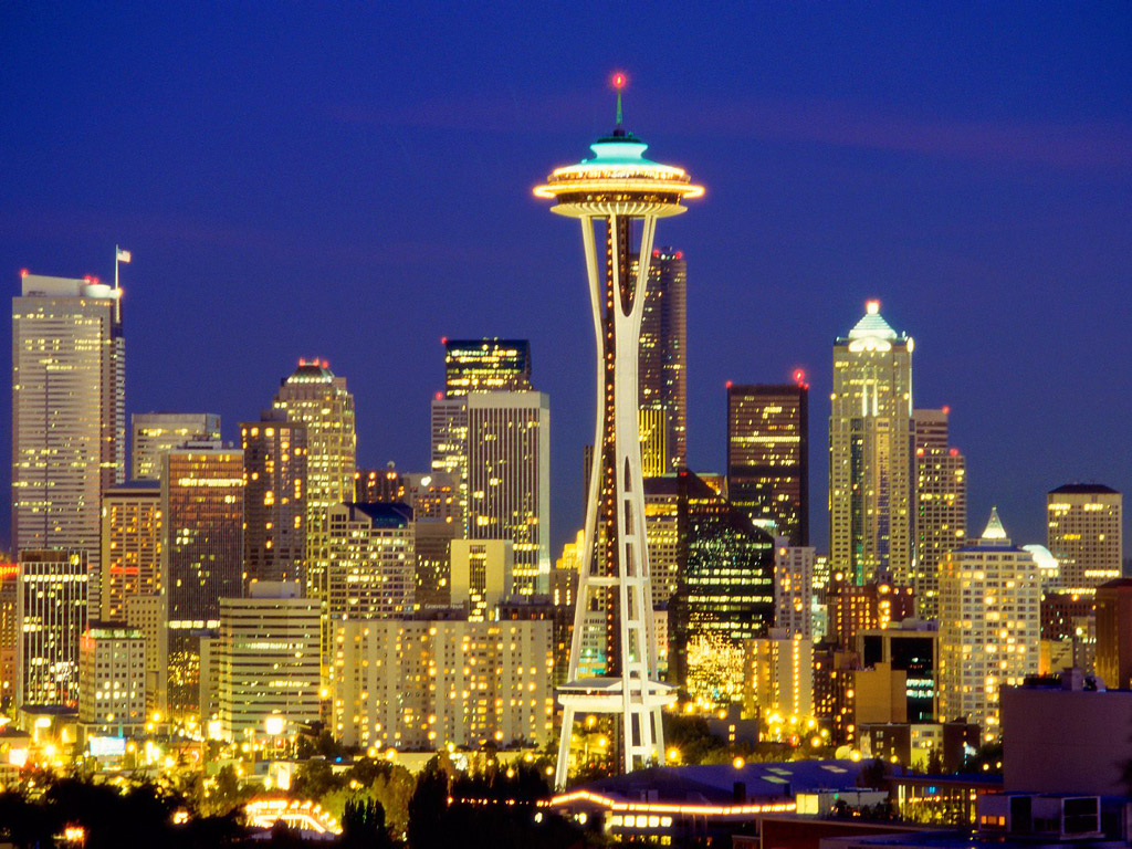 Impresionante imagen de la ciudad de Seattle al anochecer
